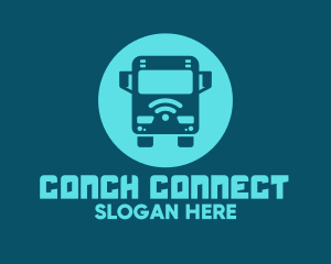 Blue Wifi Bus logo design