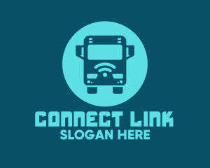 Blue Wifi Bus logo design