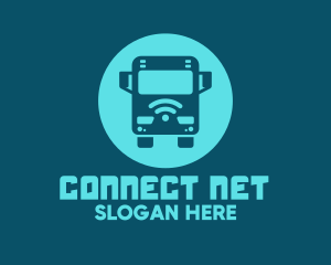 Blue Wifi Bus logo design