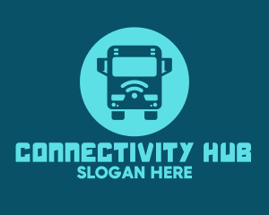 Blue Wifi Bus logo design