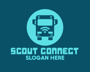 Blue Wifi Bus logo design