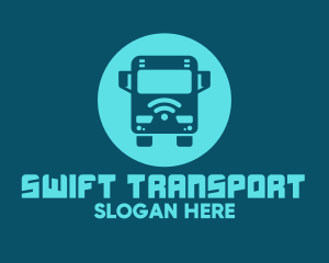 Blue Wifi Bus logo design