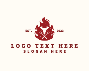 Ox - Flame Steakhouse Barbecue logo design