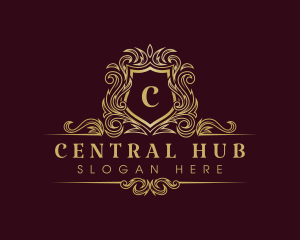 Luxury Elegant Crown Shield logo design