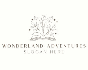 Whimsical Floral Book logo design