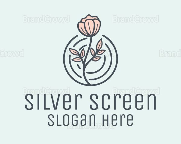 Pink Flower Badge Logo