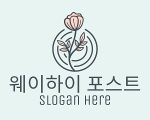 Pink Flower Badge logo design