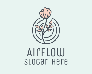 Pink Flower Badge logo design