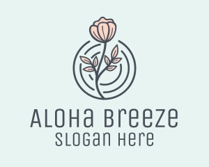 Pink Flower Badge logo design