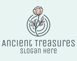 Pink Flower Badge logo design