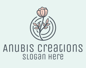 Pink Flower Badge logo design