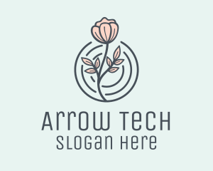 Pink Flower Badge logo design