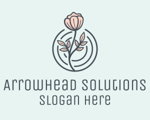 Pink Flower Badge logo design