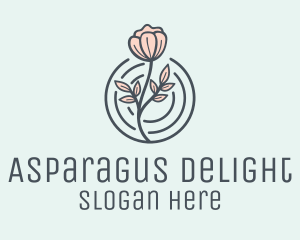 Pink Flower Badge logo design