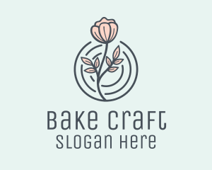 Pink Flower Badge logo design