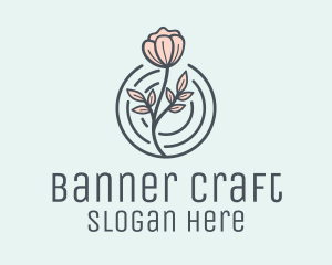 Pink Flower Badge logo design