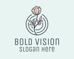 Pink Flower Badge logo design