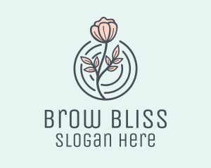 Pink Flower Badge logo design