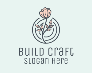 Pink Flower Badge logo design