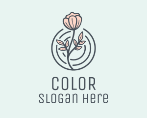 Lily - Pink Flower Badge logo design