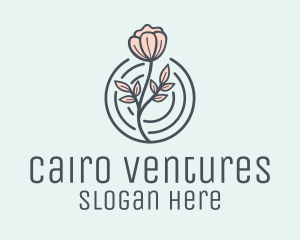 Pink Flower Badge logo design