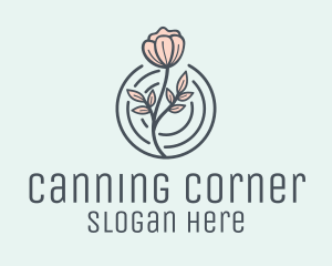 Pink Flower Badge logo design