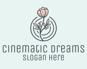 Pink Flower Badge logo design