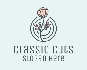 Pink Flower Badge logo design