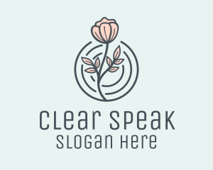 Pink Flower Badge logo design