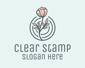 Pink Flower Badge logo design