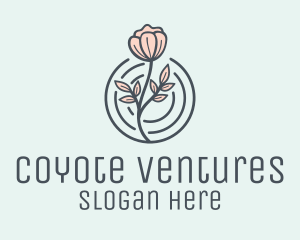 Pink Flower Badge logo design