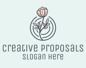 Proposal - Pink Flower Badge logo design