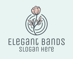 Pink Flower Badge logo design