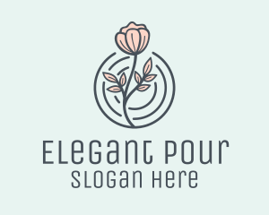 Pink Flower Badge logo design