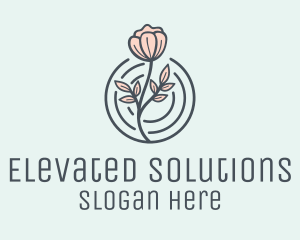 Pink Flower Badge logo design