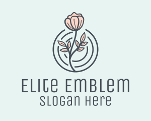 Badge - Pink Flower Badge logo design