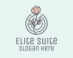 Pink Flower Badge logo design