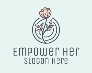 Pink Flower Badge logo design