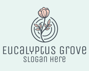 Pink Flower Badge logo design