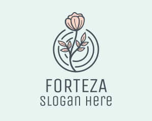 Pink Flower Badge logo design