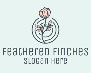 Pink Flower Badge logo design