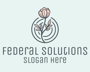 Pink Flower Badge logo design