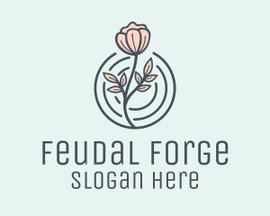 Pink Flower Badge logo design