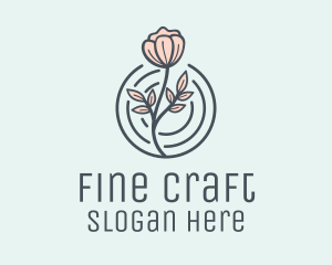 Pink Flower Badge logo design