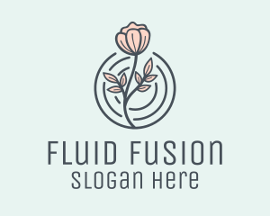 Pink Flower Badge logo design