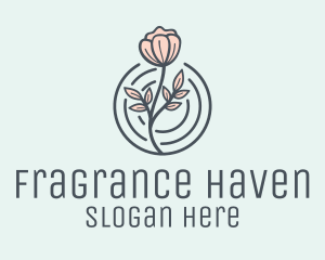 Pink Flower Badge logo design