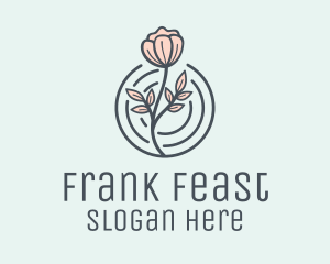 Pink Flower Badge logo design