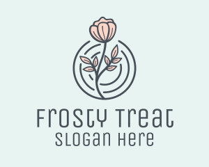 Pink Flower Badge logo design