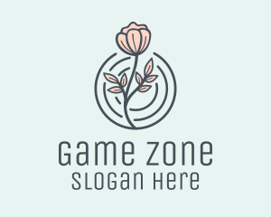 Pink Flower Badge logo design