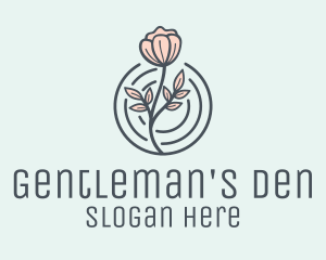 Pink Flower Badge logo design